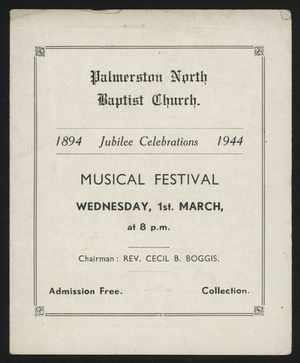 Palmerston North Baptist Church Music Festival