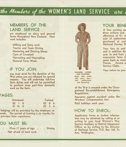 Page 2: 'Join the Women's Land Service' pamphlet