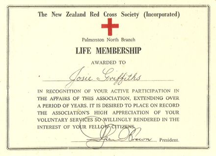 Red Cross Life Membership.
