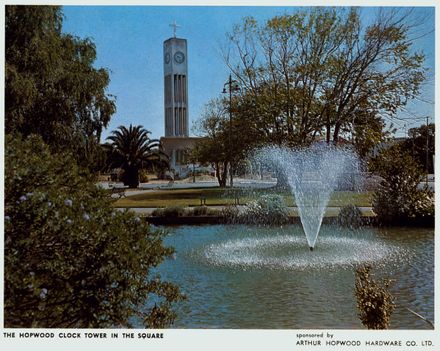 View of Palmerston North and lakelet in The Square, Palmerston North