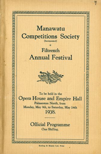 Manawatū Competitions Society, Official Programme, Fifteenth Annual Festival