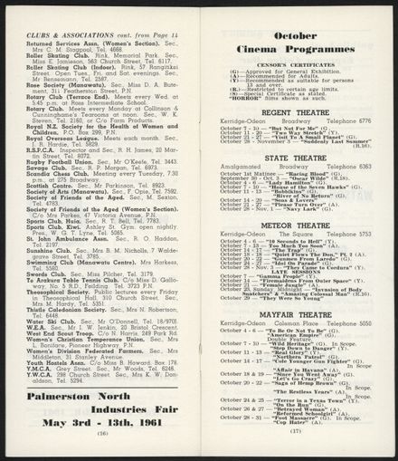Visitors Guide Palmerston North and Feilding: October 1960 - 10