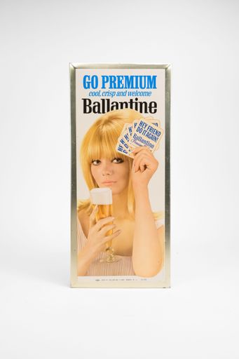 Ballantine Premium Woman Holding Coasters TOC Sign