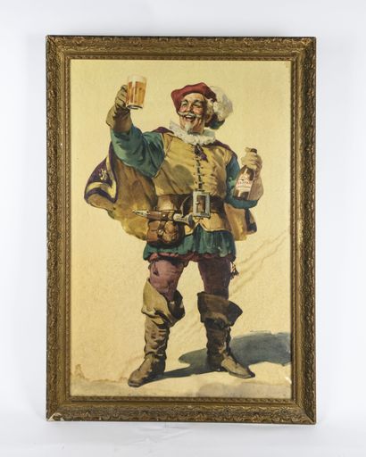 Falstaff Raising Glass Lithograph