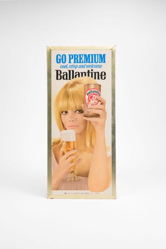 Ballantine Premium Woman Holding Can TOC Sign