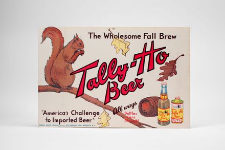 Tally-Ho Beer Squirrel Cardboard Sign