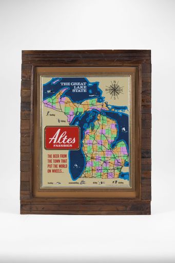 Altes Fassbier Michigan Map Foiled Cardboard Sign