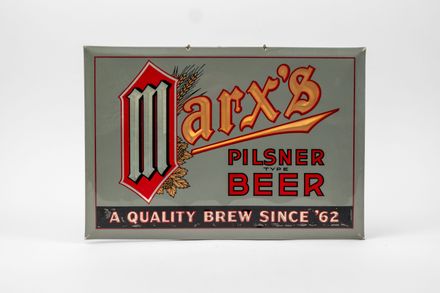 Marx's Pilsner Beer Celluloid TOC Sign