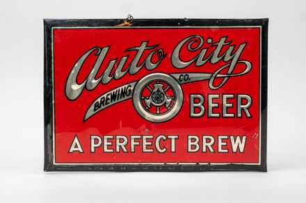 Auto City Beer Celluloid TOC Sign
