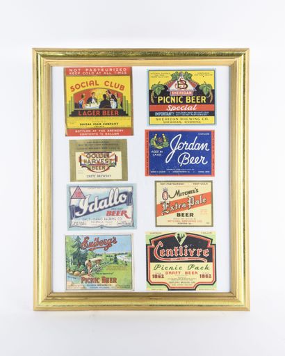 Framed Collection of 8 Labels