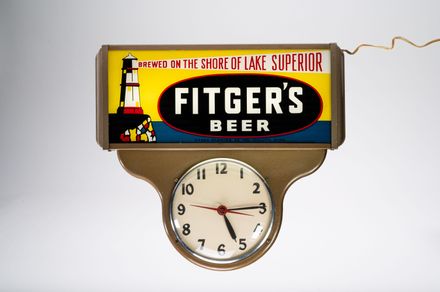 Fitger's Beer Lighthouse Clock Lighted Sign