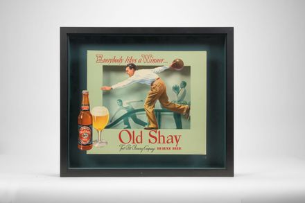 Old Shay Bowling Cardboard Sign