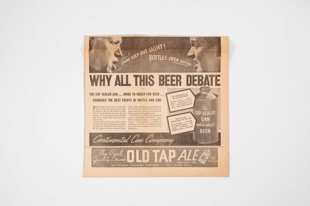 Continental Can Co. & Old Tap Ale 1936 Newspaper Ad