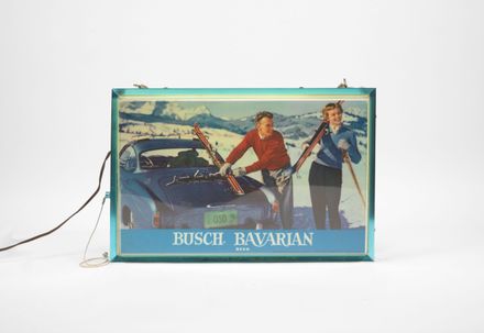 Busch Bavarian Beer Skiing Lighted Sign