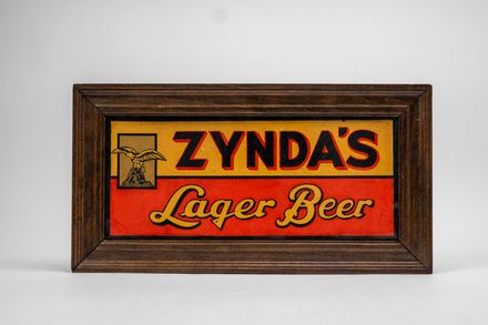 Zynda's Lager Beer Framed Tin Sign
