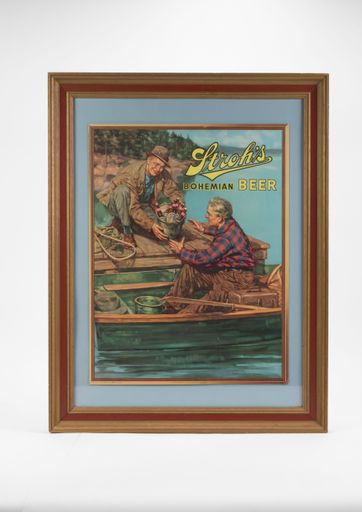 Stroh's Fishing Dock Cardboard Sign