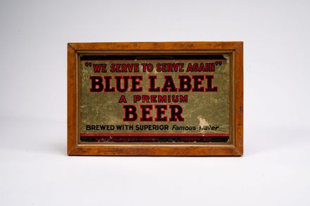 Blue Label Beer Foiled Cardboard Sign
