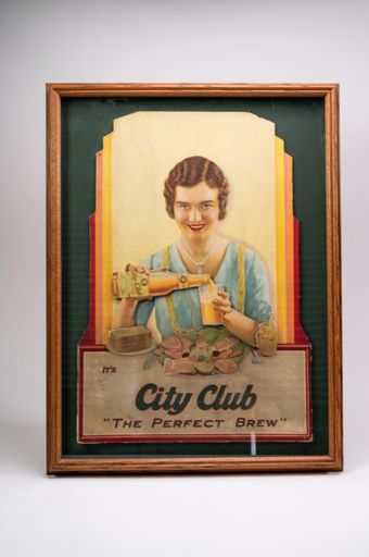 City Club Woman Cardboard Sign