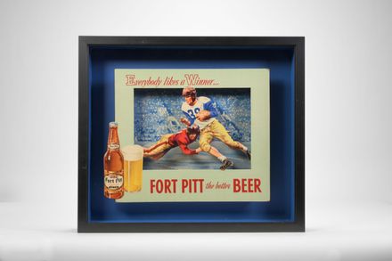 Fort Pitt Beer Football Cardboard Sign