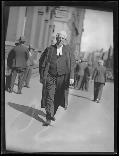 Percy Coleman outside the Supreme Court wearing a wig and gown, NSW - Resource cover image
