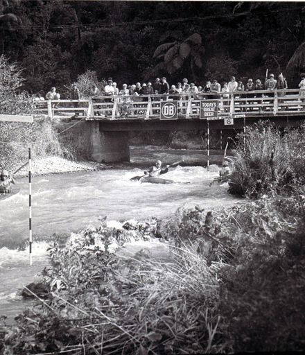 Canoeing / Kayaking event on river below Mangaore Powerhouse, c.1973