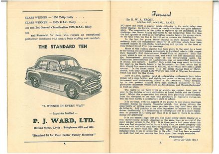 Levin Car Club Inaugural Meeting program - Pages 4 and 5