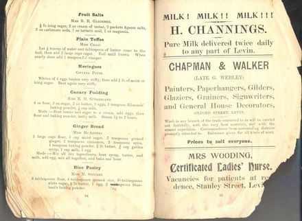 Pages 94 and 95 - Horowhenua Cookery Book - Resource cover image