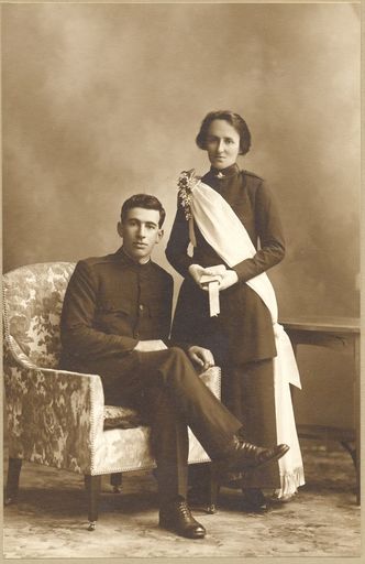 Bride and Groom - Ruby (nee Lee) and Oswald Ransom, 1916