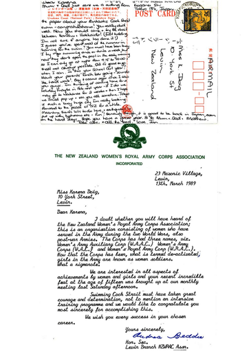Postcard from Jan (poss. sister) and letter from NZ Women's Royal Army Corps Association - Resource cover image