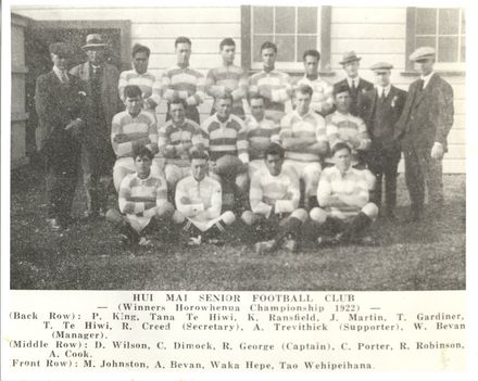 Hui Mai Senior Football Club - Winners Horowhenua Championship 1922