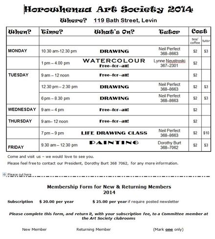 Horowhenua Arts Society classes 2014 - Resource cover image