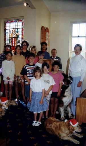 Children at Christmas Concert practise, Presbyterian Church, 1995