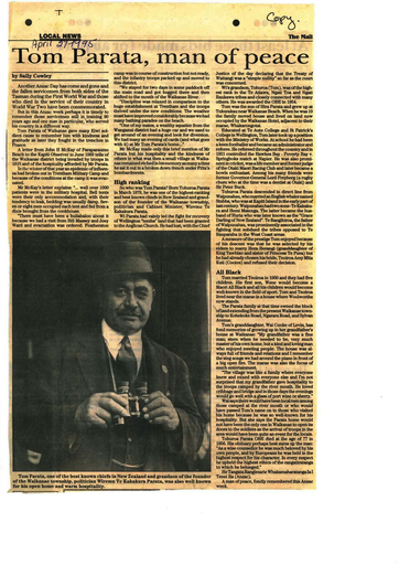 Tom Parata, man of peace