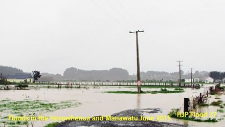 Flood 37  Flooded farmland to the north of Tasman Rd, Otaki on Saturday 20 June 2015