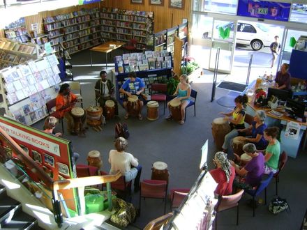 African Drumming Workshop in the Levin Library