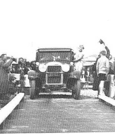 Opening first traffic bridge, Hokio Beach