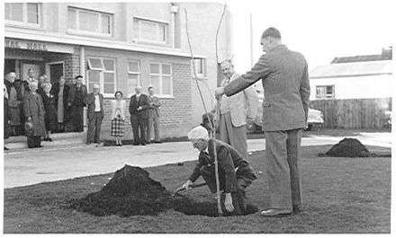 Planting Tree Outside Memorial Hall, Foxton
