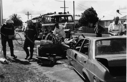 Mock Traffic Accident - Fire Brigade Exercise, 1995