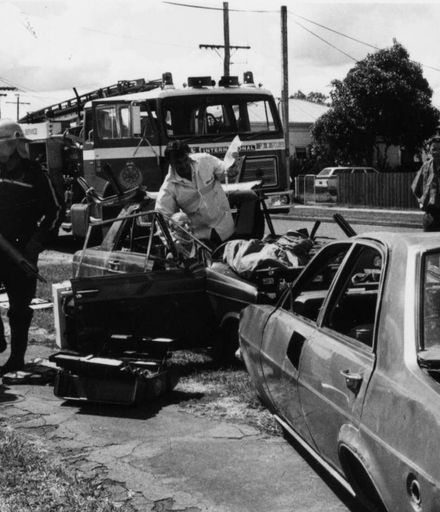 Mock Traffic Accident - Fire Brigade Exercise, 1995