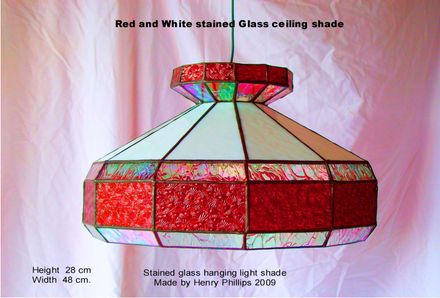 Red and White ceiling light shade