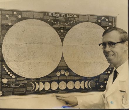 Mr Berry plotting Apollo 11 course, Levin, 1969