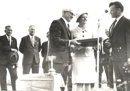 Presentation to one of the race winners, Levin Racing Club