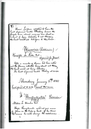 Otaki Maori Land Court Minutebook - 5 January 1880.