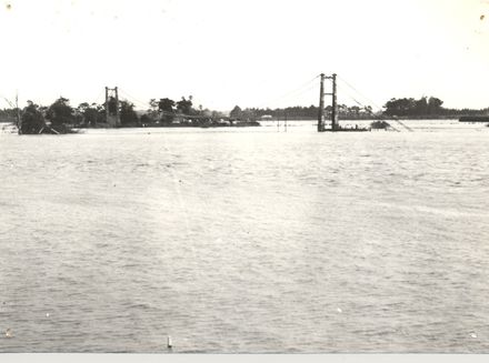 Old Opiki toll bridge & flood, 1971
