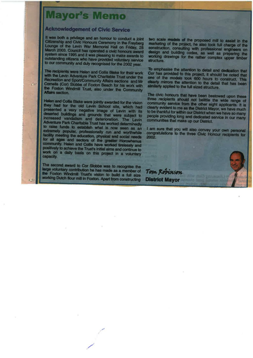Mayor's memo Acknowledgement of Civic Service 12 April 2003 - Resource cover image