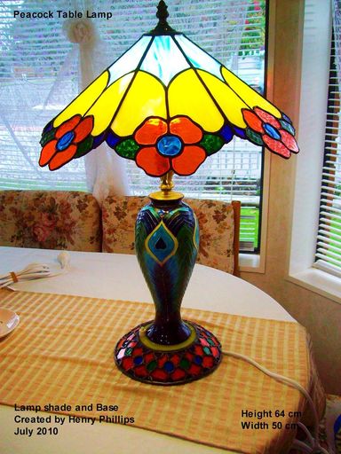 Peacock stained glass table lamp