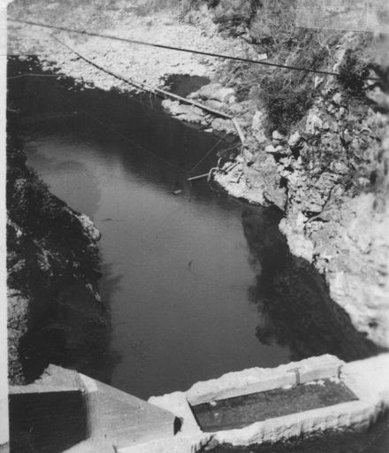 Looking down from top No.2 Dam, Mangahao, 1936