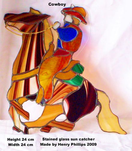 Cowboy staind glass suncatcher