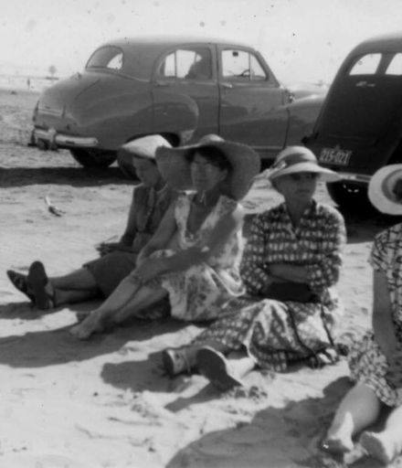 Four ladies  Sitting on Foxton Beach, c.1950