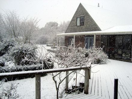 Coming home to snow on the house